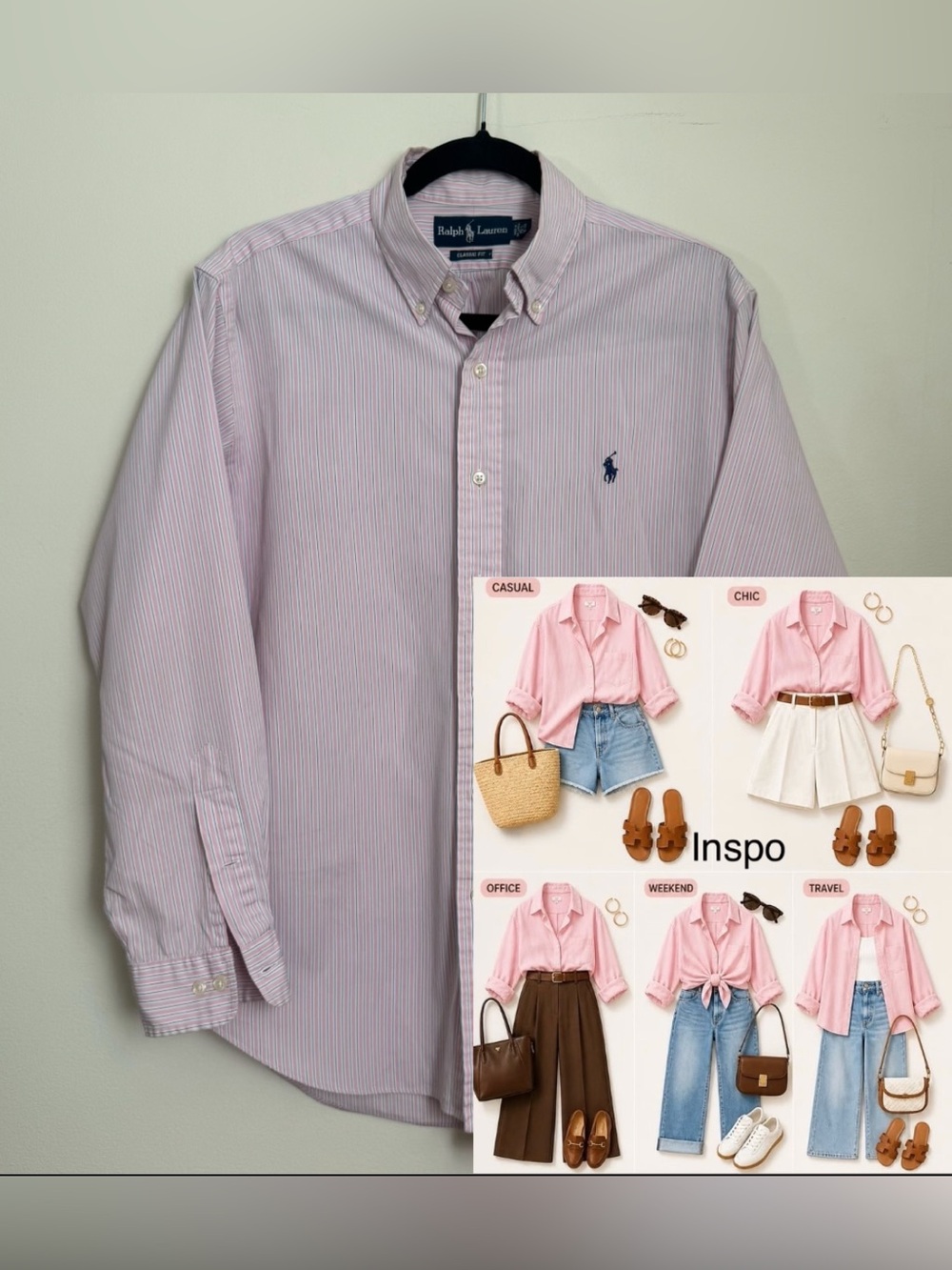 Ralph Lauren Light Pink Stripe Button-Down Shirt